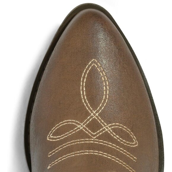 mysoft Women's Light Brown Western Cowboy Boots Mid Calf Pointed Toe Cowgirl - Picture 6 of 6